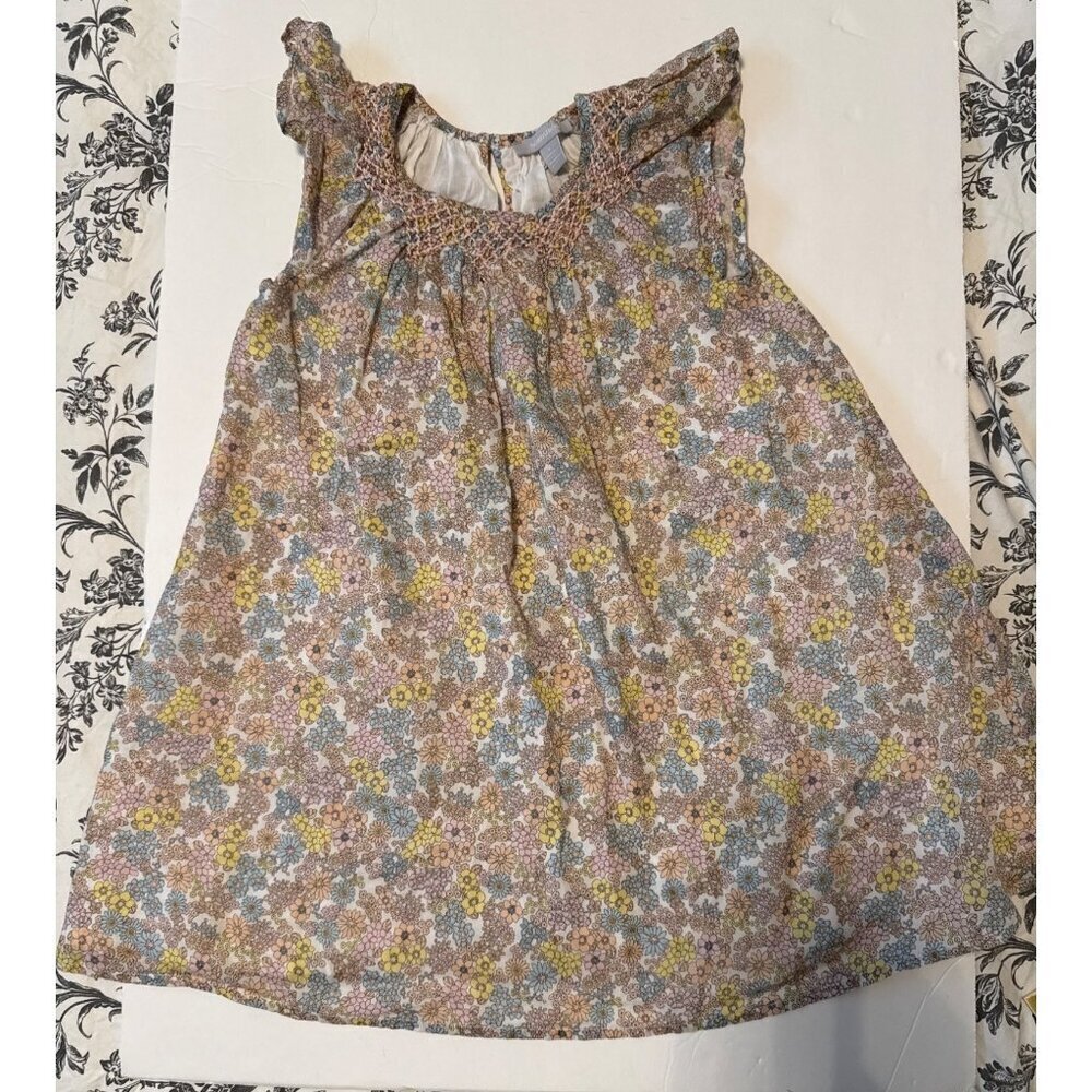 Girl's Short Flutter Sleeve Floral Nordstorm Dress Size 4